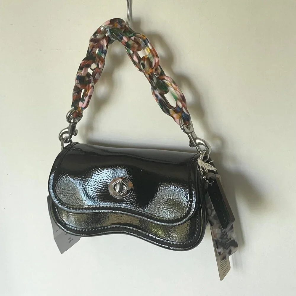 Coach Coachtopia Mini Wavy Dinky Bag CQ853 Black Patent Crossbody